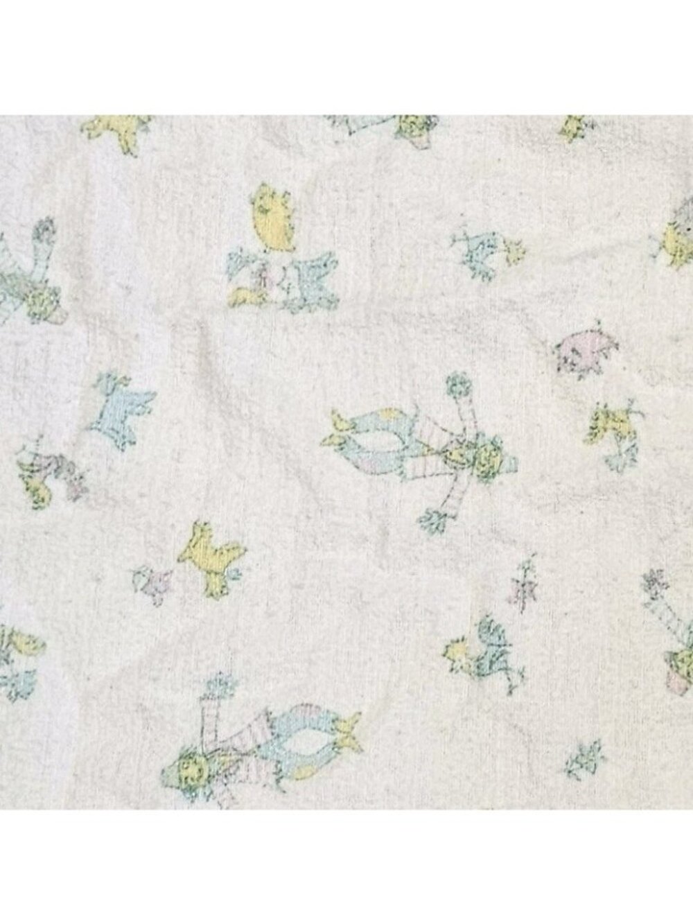 Vintage Flannel Receiving Baby Blanket Scarecrow Goat Pig Rooster Farm Animals